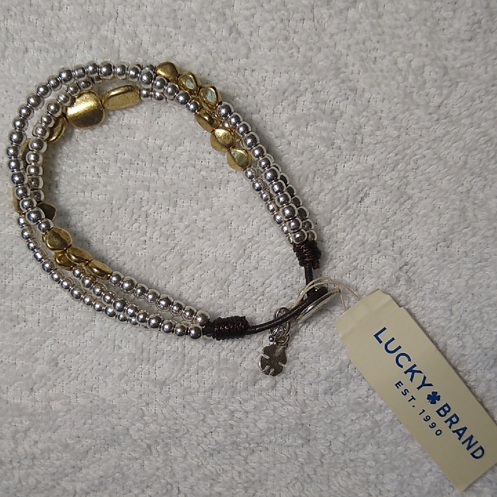 Lucky Brand Silver and Gold Beaded Multi-Strand Bracelet worn once - Picture 4 of 8